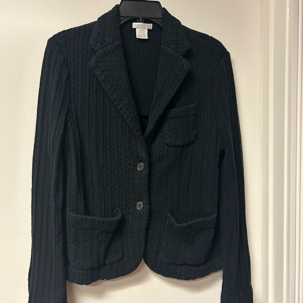 Worthington Women’s Black Ribbed Cardigan Sweater